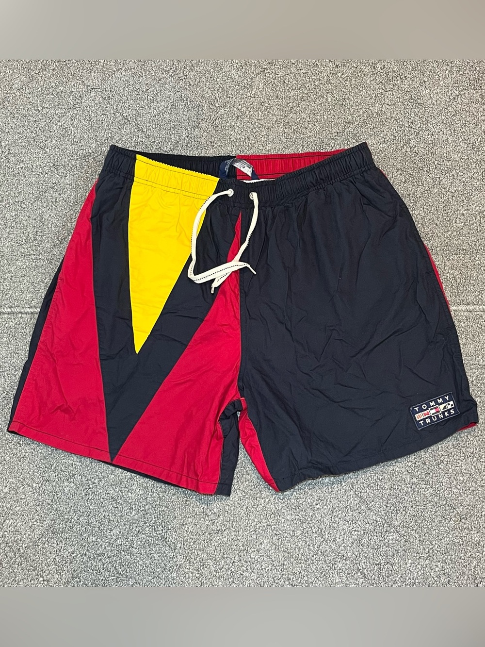 Vintage 90s Tommy Hilfiger Swim Trunks Mens Large Anchor Logo Multicolor Lined